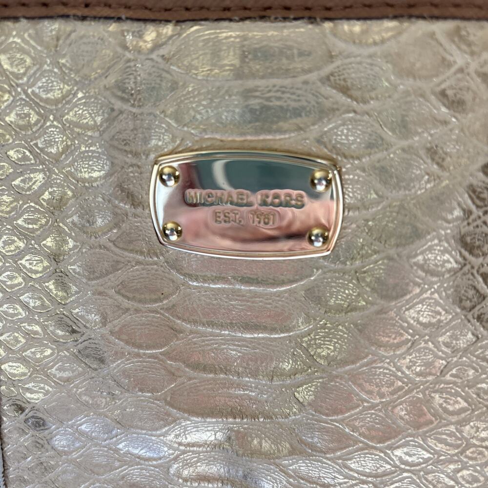 Michael Kors Jet Set Gold Python Stripe Mk Tote H… - image 2